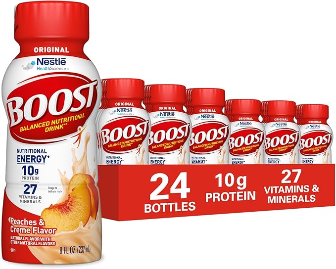 BOOST Original Ready to Drink Nutritional Drinks, Peaches & Creme, 8 Fl Oz (Pack of 24)