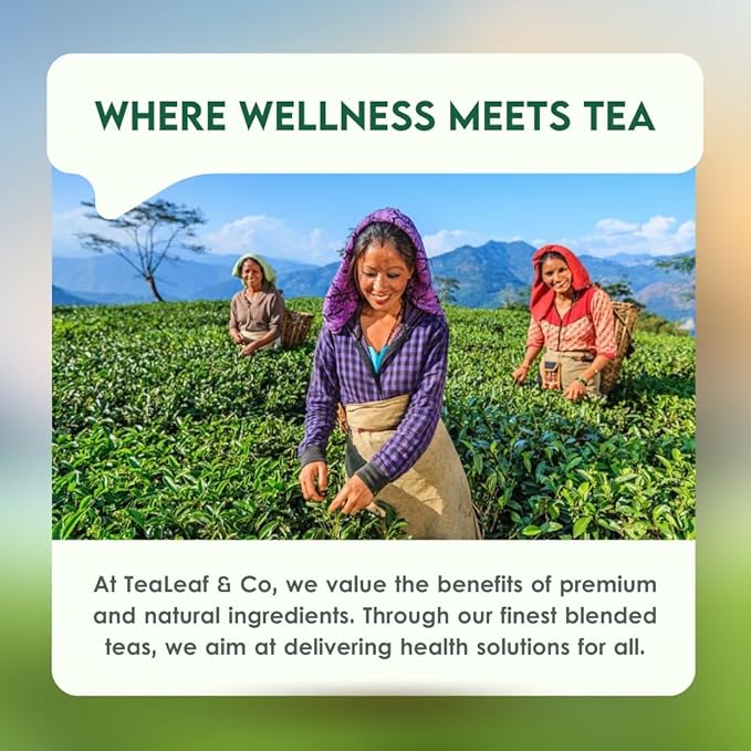 Tealeaf & Co. Tulsi Holy Basil Ashwagandha Green Tea Loose Leaf with Lemon Peel, Lemongrass & Black Pepper - Tulsi Tea with Fresh Herbs and Spices - 50 Servings, Gluten Free (3.52oz/100gm)