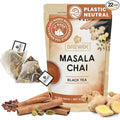 BREWIX, Masala Chai Tea Bags (22 Pyramid Tea Bags) Strong, Robust & Spicy - Pure Ingredients | Black Tea, Cinnamon, Ginger, Black Pepper, Cardamom & Cloves, Packed in Resealable Ziplock Pouch