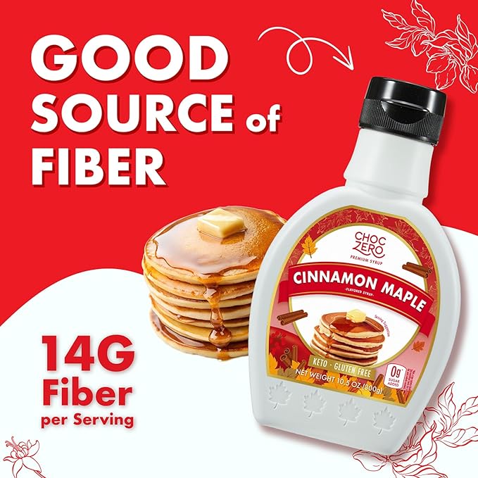 ChocZero Cinnamon Maple Syrup – Sugar-Free, Keto Friendly, High Fiber, Monk Fruit Sweetened, Low Carb, Gluten-Free, Vegan – 10.5oz