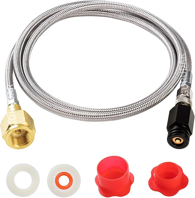 CO2 Tank CO2 Cylinder Direct Adapter with 60in Stainless Steel Hose, CGA320 to TR21-4 Carbonated Water Soda Maker Connector for Fizzi One Touch Jet Ninja Thirsti