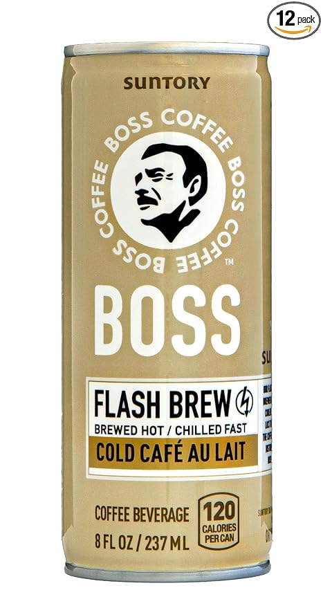 BOSS Coffee by Suntory - Japanese Flash Brew Coffee with Milk, 8oz 12 Pack, Imported from Japan, Au Lait, Espresso Doubleshot, Ready to Drink, Contains Milk, No Gluten