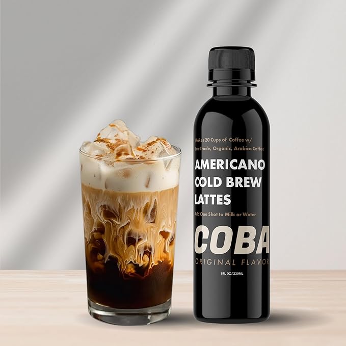 COBA Premium Coffee Concentrate: Bold & Extra Strong Kick - 20x Cups | Instant Cold Brew/ Hot Coffee in Seconds | Specialty, Fair Trade, Organic, Medium Roast, Dairy Free | 2 TEASPOONS/Cup | Rich Flavor (8 Fl Oz (Pack of 1), Original)