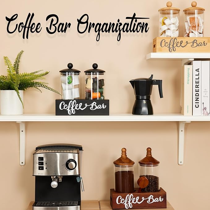 Yangbaga Glass Sugar Coffee Canister for Ground Coffee,2×55OZ Coffee Containers with Handle Shelf Coffee Bar Station Accessories Organizer Decor,Food Storage Jars with Iron Coffee Scoop for Kitchen