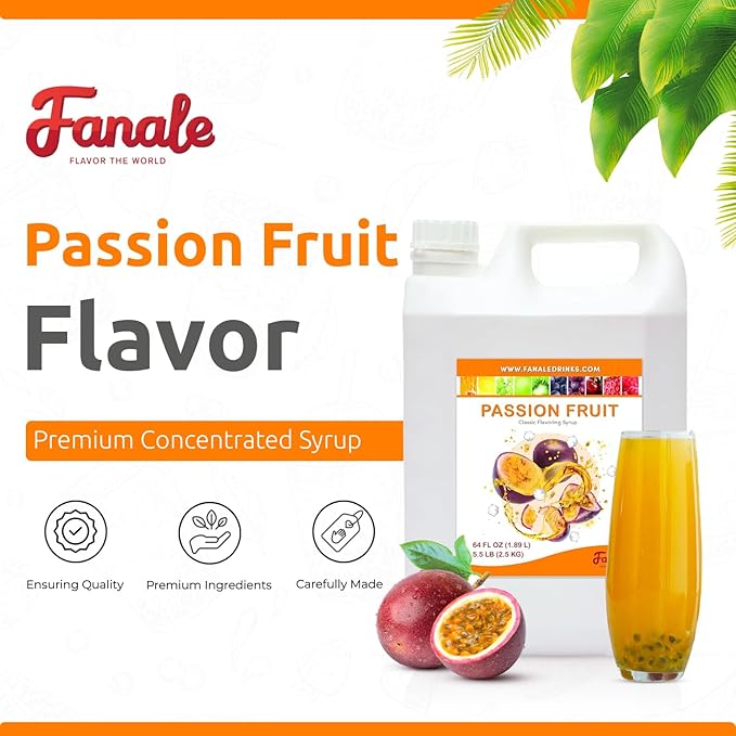 Fanale Premium Flavoring Concentrated Syrup for Bubble Tea 5.5 lb | Passion Fruit Flavor Syrup | for Boba Tea, Smoothies, Slushes, Desserts | 5.5 lb | SRP503