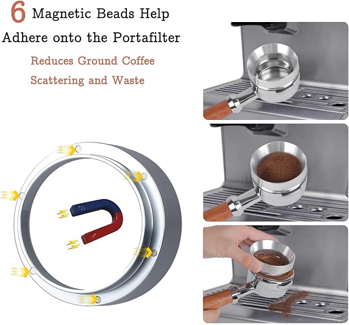 53mm Espresso Tamper Set - Spring-loaded Coffee Tamper, Adjustable Depth Espresso Distributor Leveler, Magnetic Dosing Funnel Aluminum Metal, Reusable Puck Screen, Fit for 53mm Portafilters