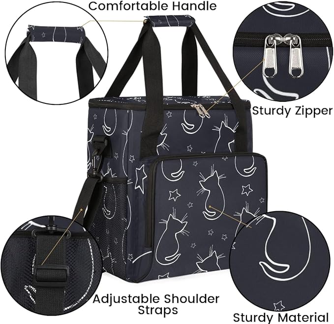 cat animal cartoon Coffee Maker Carring Bag Travel Carrying Storage Tote Bag Compatible with Keurig K-Mini or K-Mini Plus Portable Single Serve Coffee Brewer Case with Pockets for K-cup Pods