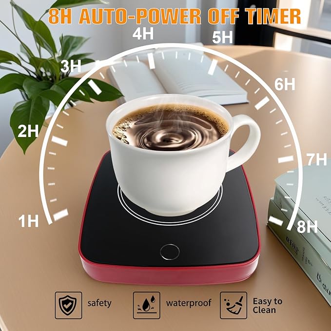 Coffee Mug Warmer - Gifts for Women - Fast Heating 16W Coffee Warmer with 3-Level Temperature Adjustment, 8H Auto Shut-Off, Small Gifts Cup Warmer Suitable for Coffee, Tea, Water, Milk, and Candle