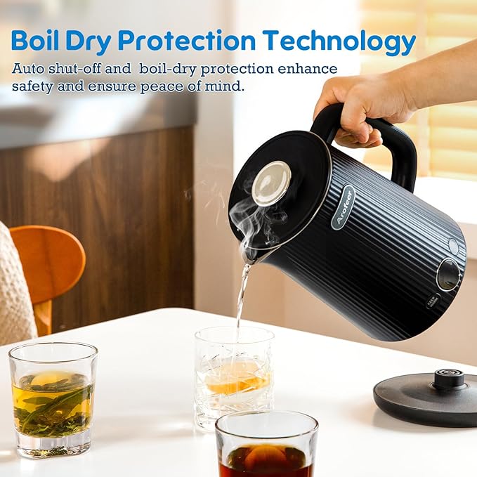 1.7L(57oz) Large Electric Kettle Temperature Control, 7+Cups Electric Tea Kettle for Coffee&Tea, 2 quarts Big Hot Water Kettle Electric with,1200W,Keep Warm-Black