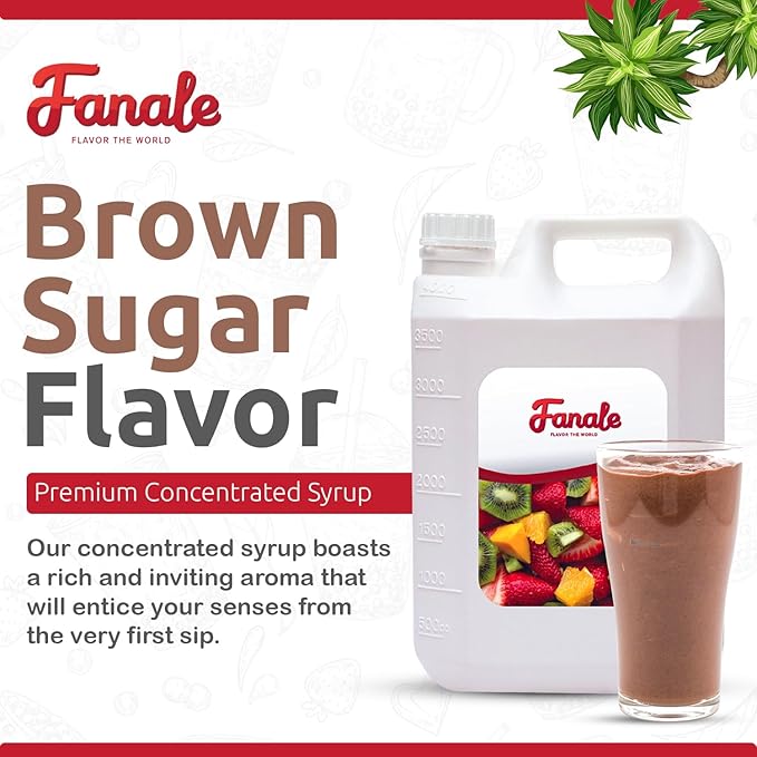 Fanale Premium Flavoring Concentrated Syrup for Bubble Tea 11 lb | Brown Sugar Flavor Syrup | for Boba Tea, Smoothies, Slushes, Desserts | 11lb | SRP240