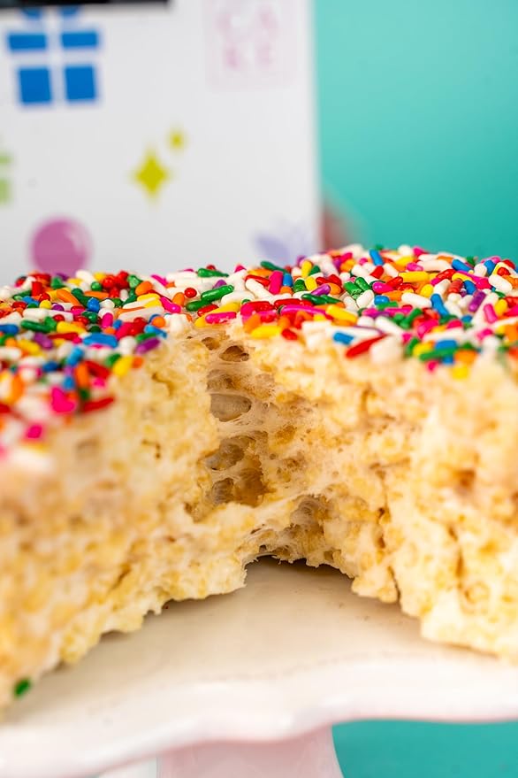 Celebration Love Shower Gift Box by Send A Cake Music Gift with 20 Foil-Wrapped Caramels & 3" Rainbow Sprinkle Crispy Cake – Ready-to-Gift, No Assembly, Birthday, Anniversary, or Celebration Gift for Women, Men & Kids