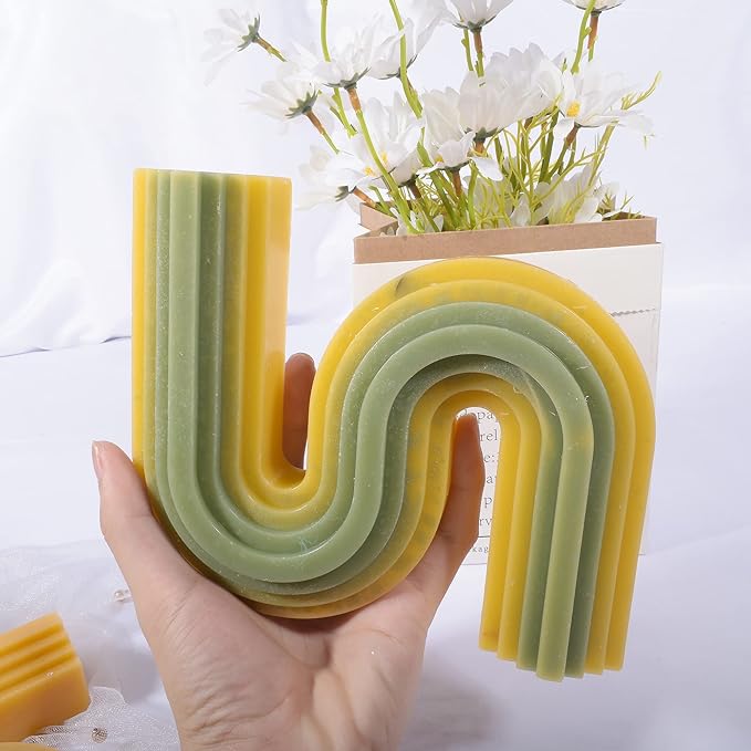 2 Pack 6 inch + 7 inch Twist Candle Molds - Geometric Resin & Silicone Molds for Candles & Soap - Nordic Geometric Line