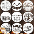 Halloween Stencils for Painting 12inch Large Reusable Halloween Stencil for Door Hanger Round Skeleton Ghost Boo Templates for Wood Walls Windows Door Mat Fabric