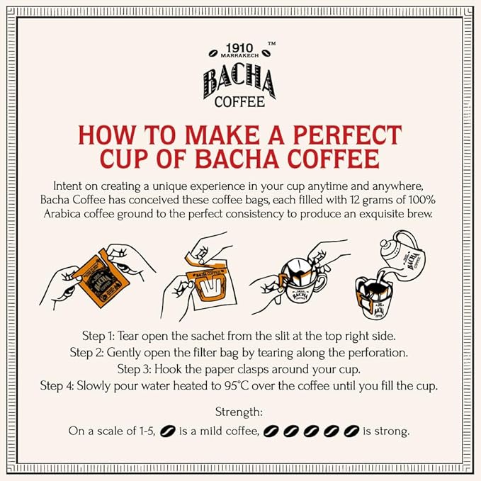 Bacha Coffee | Happy Gianduja Fine Flavoured, Medium Roast, 100% Arabica Specialty Coffee, 12 Coffee Drip Bags, Gift Box
