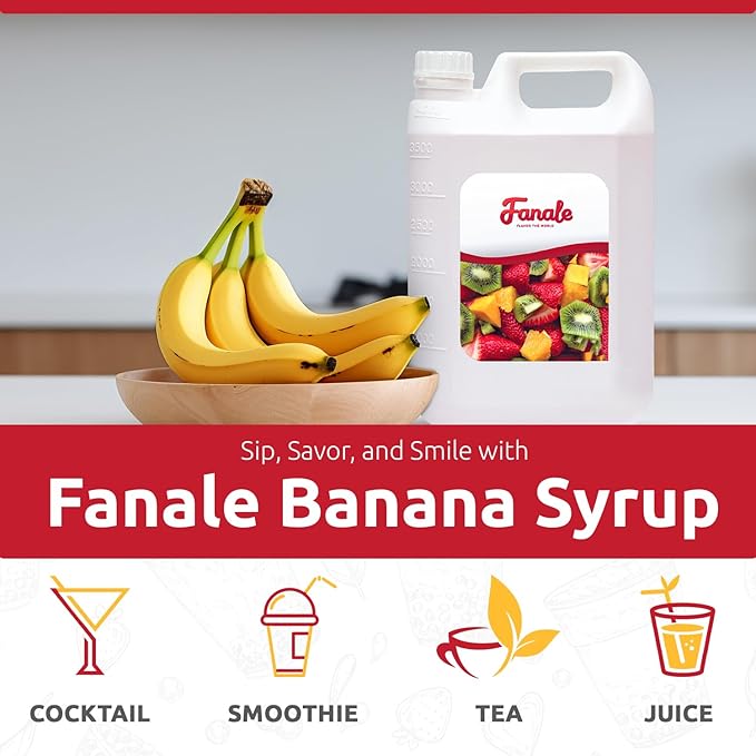 Fanale Premium Flavoring Concentrated Syrup for Bubble Tea 11 lb | Banana Flavor Syrup | for Boba Tea, Smoothies, Slushes, Desserts | 11lb | SRP280