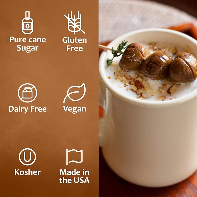 Syruvia Coffee Syrup, Chestnut Praline Flavored Syrup for Drinks, Lattes, and Desserts – 25.4 fl oz