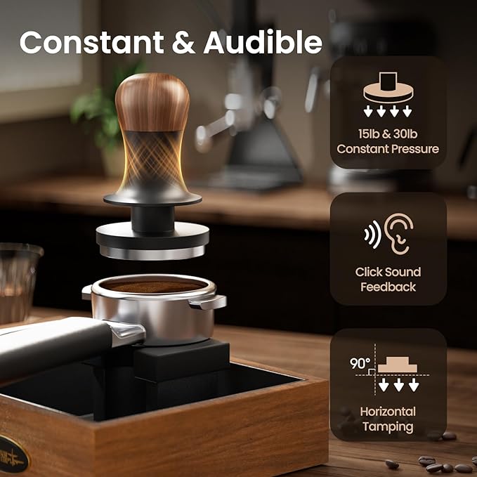 MHW-3BOMBER 58mm Espresso Tamper - 3 Spring Loaded Coffee Tamper with Sound Feedback - Barista Tamper Tool Espresso with 15lb / 30lbs Replacement Springs - Fits 58mm Standard Baskets T7072T-OS