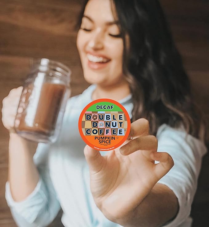 Pumpkin Spice Medium Roast Flavored Decaf Coffee Pods for Keurig K-Cup Makers from Double Donut, 96 Capsules