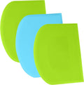 SURDOCA Dough Scraper Bench Scraper - 3P 7.1x4.9" Plastic Flexible Bowl Scraper, Sharp Edge & Angles Cake Scraper. Non-Slip Bakeware Decorating Tools Sculpting & Modeling Tools - Green+Blue+Green