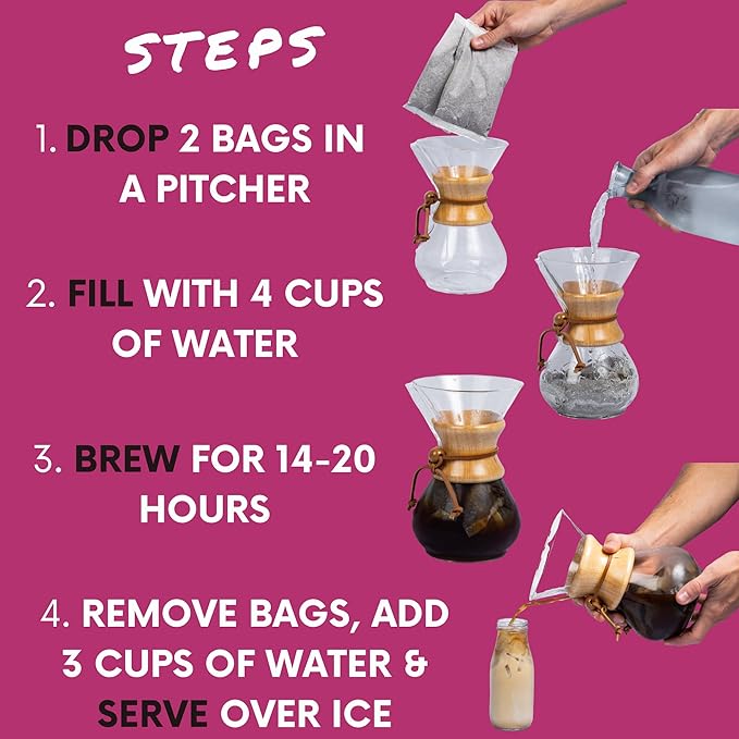Sarasota Coffee 1905 Cold Brew Coffee Bags | Sweet Cream Jamaican Me Crazy | Blonde-Medium Roast | Smooth & Low Acid | Ground Filter Packs | Cold Brew Kit Makes 14 Cups | Creamy Vanilla & Caramel Notes