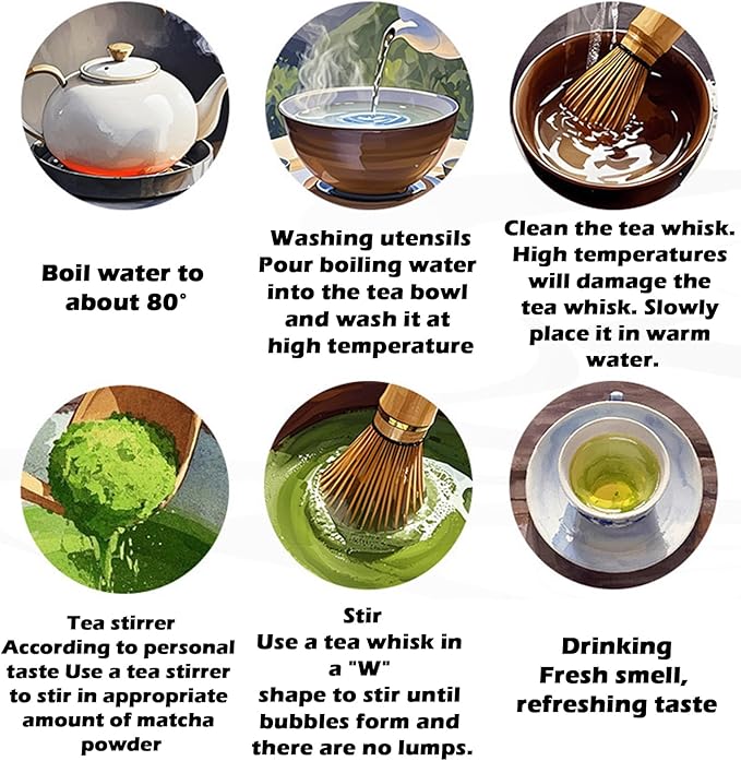 Matcha Whisk Set White, Ceramic Matcha Bowl Set with Bamboo Whisk, Holder, Scoop, Rest, Sifter and Towel – Complete 7 PCS Japanese Matcha Kit, Authentic Traditional Matcha Preparation Set