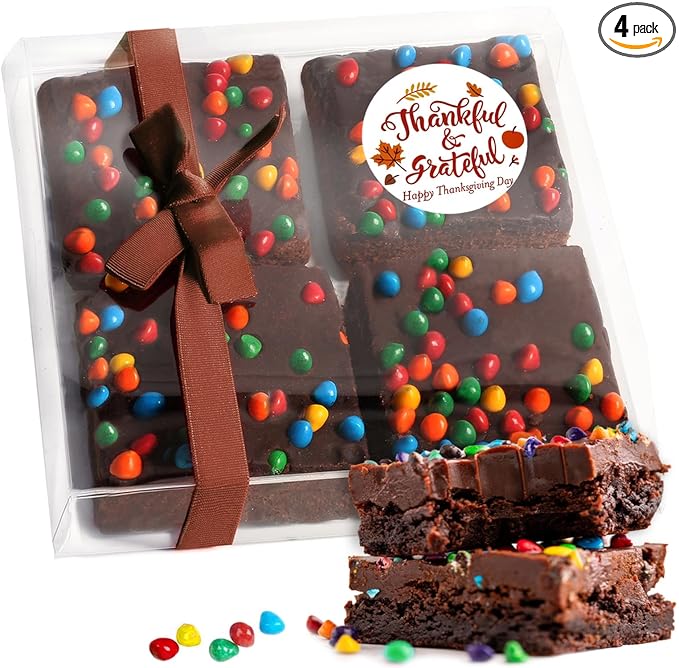 Happy Thanksgiving Cookies Brownies Gift Basket Chocolate Cake Food For Men Women Package | Nut Free Treats