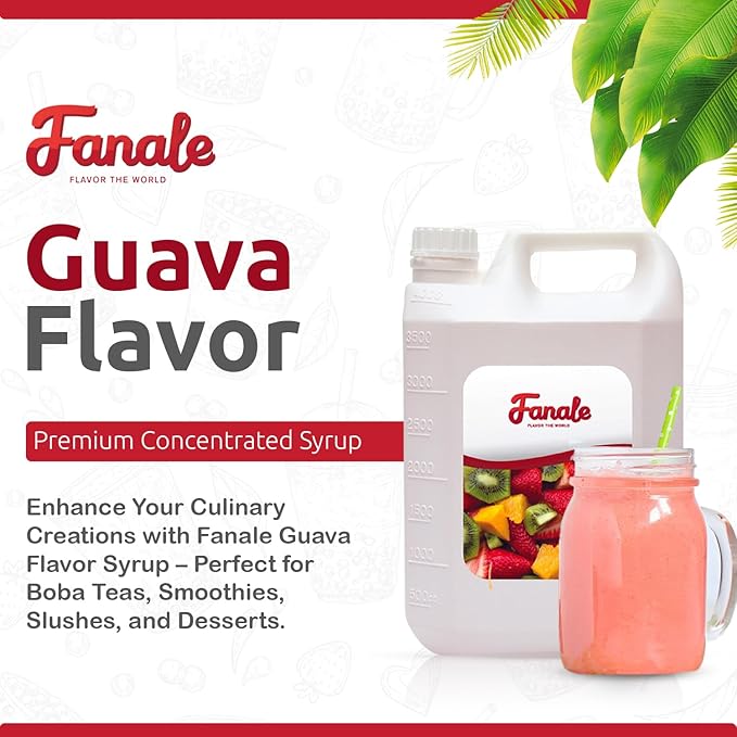 Fanale Premium Flavoring Concentrated Syrup for Bubble Tea 11 lb | Guava Flavor Syrup | for Boba Tea, Smoothies, Slushes, Desserts | 11lb | SRP210