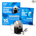 Copper Cow Premium Pour Over Single-Serve Vietnamese Coffee | Vanilla | Dark Roast | Flavored with Vanilla Beans | Includes 16 Coffees