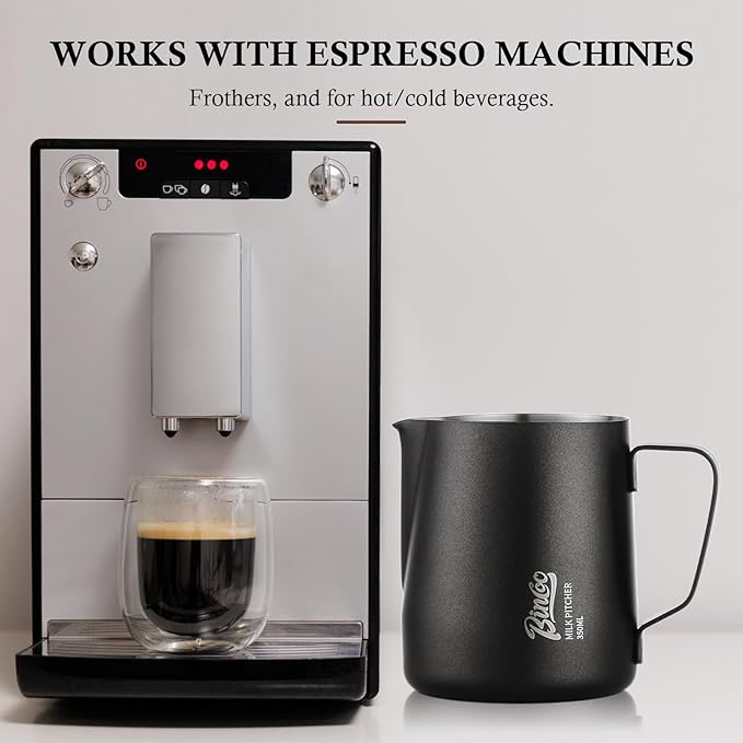 600ML Milk Frothing Pitcher - SUS304 Stainless Steel Latte Art Coffee Jug – Barista-Grade Milk Frother Cup with Precision Spout, Measurement Markings & Ergonomic Handle for Home & Café