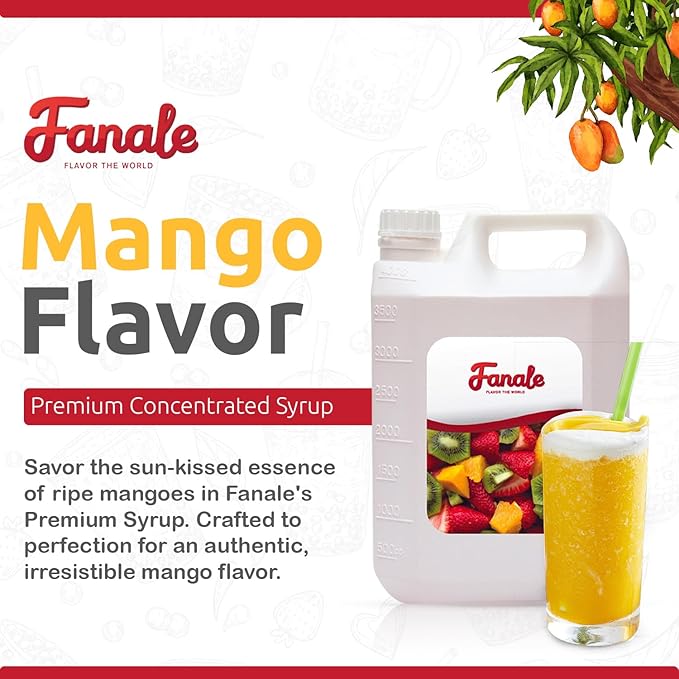 Fanale Premium Flavoring Concentrated Syrup for Bubble Tea 11 lb | Mango Flavor Syrup | for Boba Tea, Smoothies, Slushes, Desserts | 11lb | Pack of 4 | SRP020-CS