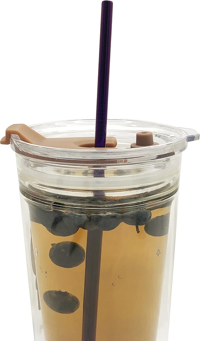 10 Pcs Stainless Steel Straws, Reusable Drinking Straws, Straight Metal Straw Sets with 2 Pcs Cleaning Brushes (10.5 Inch, Purple)