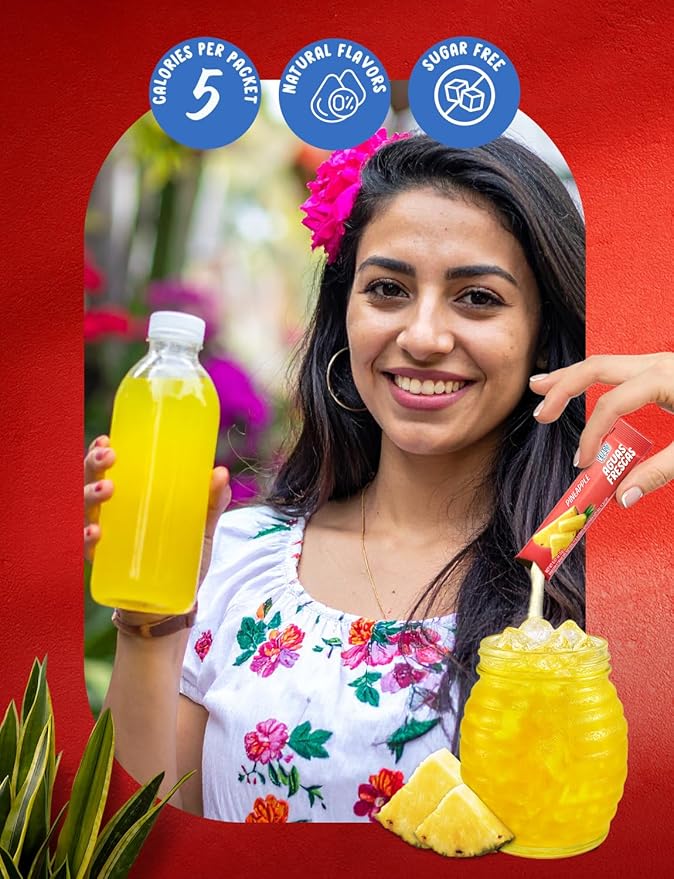 Klass Aguas Frescas | Drink Mix Packets | Pineapple Flavored | Sugar Free On-The-Go Packets, Low Calorie (40 Count Powder Stick Packs)