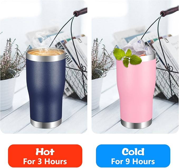 VEGOND 20oz Tumbler Stainless Steel Tumbler Cup with Lid And Straw Vacuum Insulated Double Wall Travel Coffee Mug(Navy Blue 12 Pack)