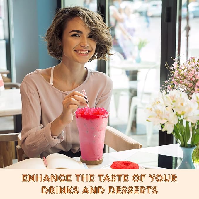 Fanale Strawberry Popping Boba Pearls, Vegan, Non GMO, Gluten Free, Fat Free, Perfect for Bubble Tea, Smoothies, Ice Cream, Desserts, and Beverages.