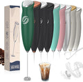 Milk Frother Handheld Frother Wand Drink Mixer Handheld Coffee Stirrers Electric Frother for Coffee Mixer Wand with 2 Whisk frother for protein powder coffee frother handheld-Green
