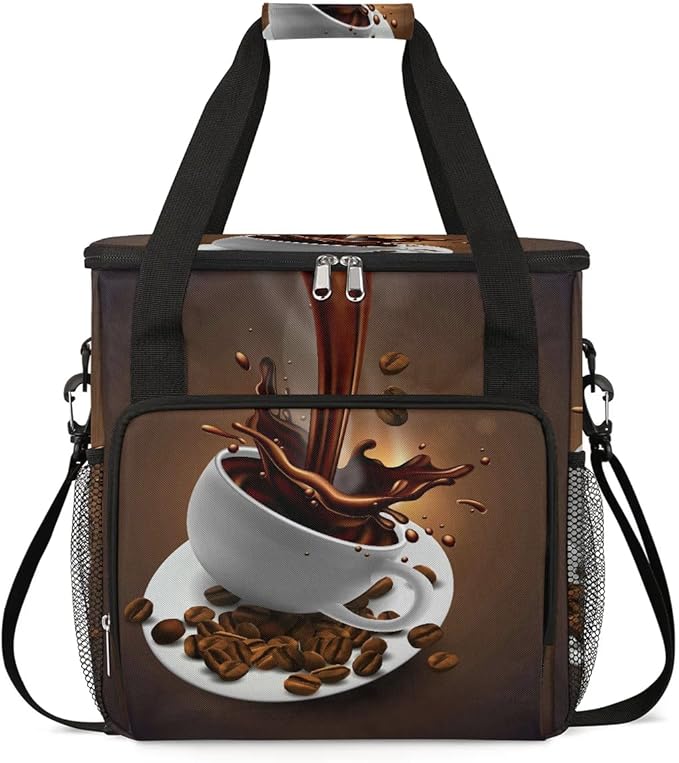Coffee Beans Cup Coffee Maker Carring Bag Travel Carrying Storage Tote Bag Compatible with Keurig K-Mini or K-Mini Plus Portable Single Serve Coffee Brewer Case with Pockets for K-cup Pods