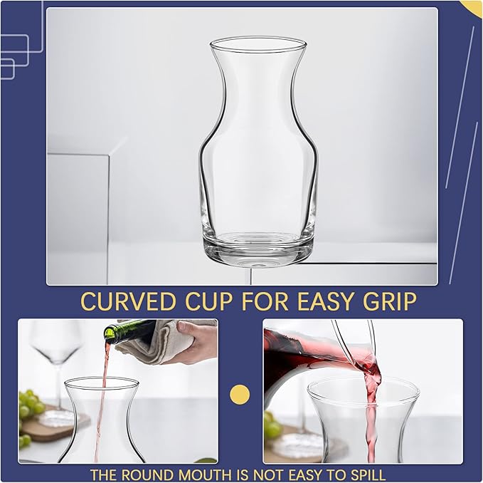12 Pack Single Serving Wine Carafe Glass Small Mini Carafe Individual Wine Refill Decanter for Dinner Parties Tastings Bars Restaurants (6.5 oz)