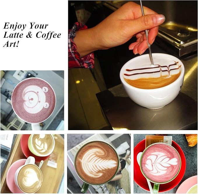 4 PCS Latte Art Pen Cinnamon Pen for Coffee,Barista Espresso Coffee Latte Art Tools Accessories for Coffee Bar Barista Make Creative Coffee Designs Decors,Stainless Steel Silver,LXLVOUEG