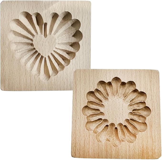 Wooden Cookie Biscuit Mold, 3D Baking Mold, Embossing Craft Decorating Baking Tool, Suitable for Halloween Thanksgiving Christmas Kitchen DIY (Cookies-B-2PCS)
