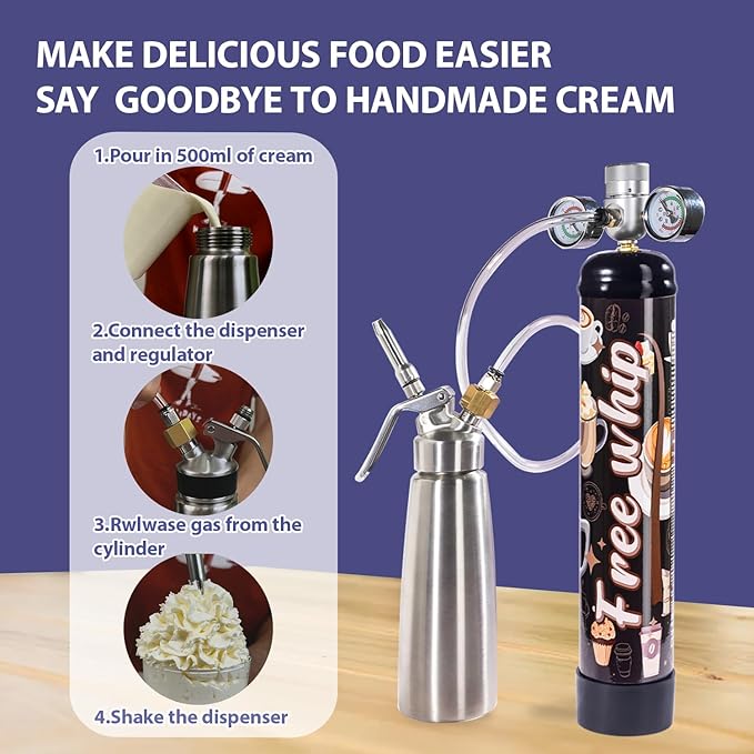 640g Cream Chargers 1.1L 99.99% Purity Food Grade Premium Whip Cream Cartridge With Nozzle(1 Cylinder)