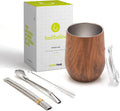BALIBETOV Premium Stainless Steel Yerba Mate Gourd Set, 5 Pcs Including 12 oz Gourd with Lid, 2 Bombillas, Cleaning Brush | BPA Free, Insulated