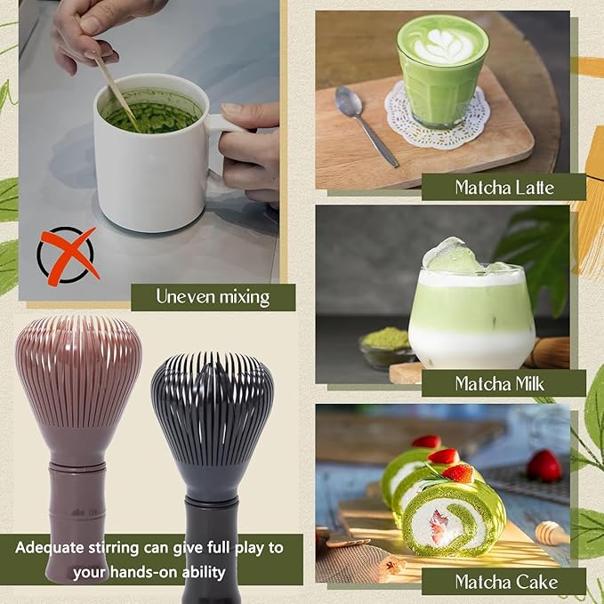 Traditional Matcha Whisk Reusable Resin Matcha Whisk Chasen Dishwasher Safe Matcha Stirrer Matcha Green Tea Powder Preparation Prepare Japanese Matcha Tea (Z_Black)