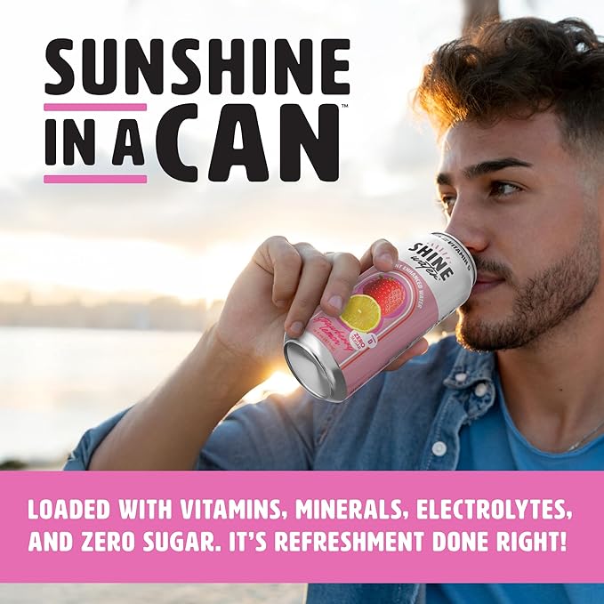 ShineWater Vitamin D Electrolyte Drink | Zero Sugar Hydration Beverage with Magnesium, Zinc & Antioxidants | Low Calorie Plant-Based Vitamin Water | Variety Pack of 6