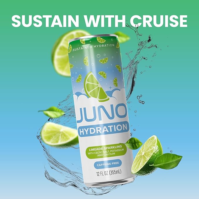 JUNO HYDRATION Drink Limeade Sparkling - Sugar Free Electrolytes, Organic Monk Fruit & Organic Lime Juice, Hydrating with Celtic Salt, Potassium, Calcium - Premium Beverage, 12 Pack
