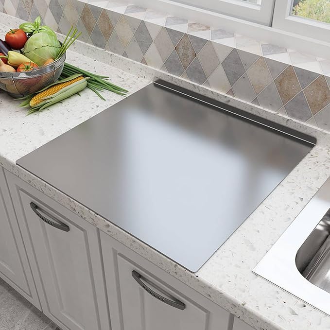 Stainless Steel Cutting Boards for The Kitchen, Suitable for Meat, Fruits, Vegetables, Bread, and Baking Large-sized Cutting Boards (50 x 50cm/19.7 x 19.7 in)