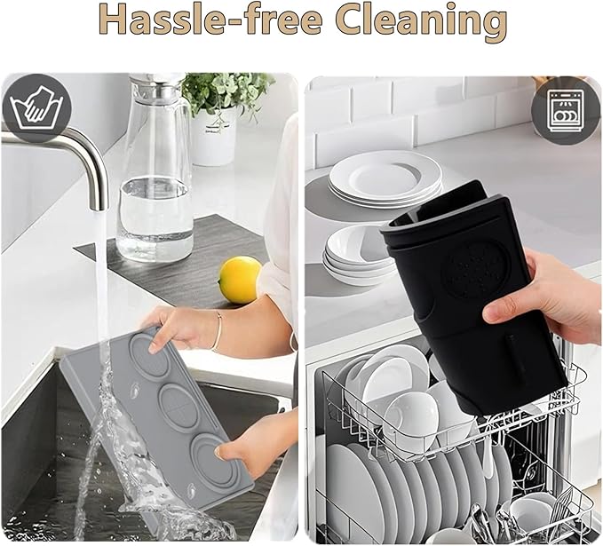 Espresso Tamping Mat, Coffee Tamper Mat, Espresso Mat for Counter, Silicone Tamper Mat, Food-grade, Non-Slip, Waterproof, Heat Resistant (Black, 25x20x2cm)