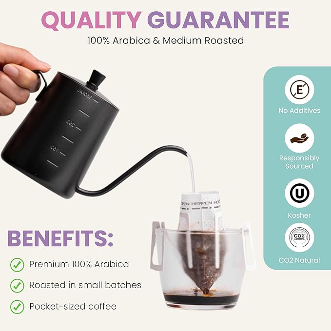 Mondo Drip Coffee Mix (10-Pack Variety), Single Serve Pour Over Filter Bags, Pre-Filled 100% Arabica, Medium Roast