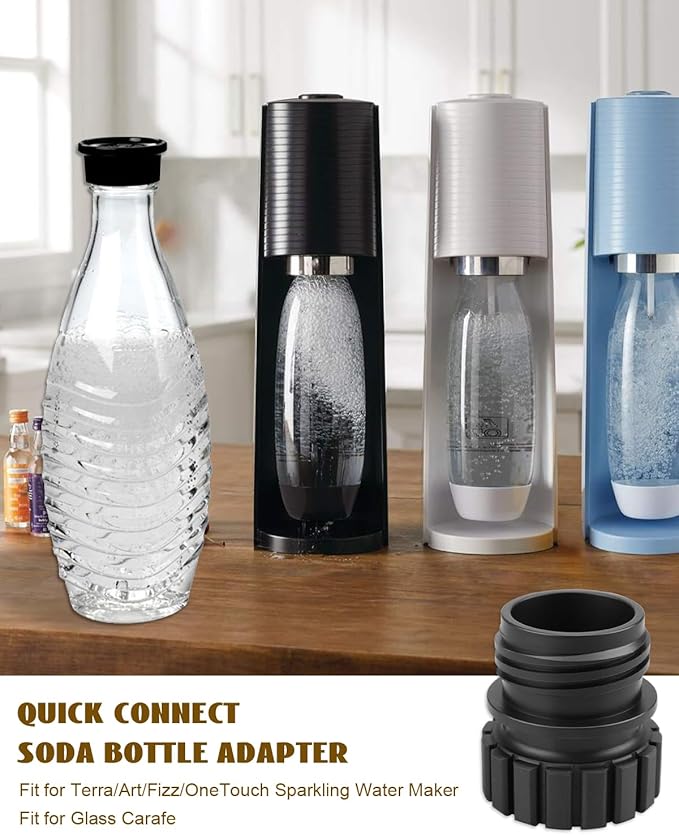 Soda Bottle Adapter Fit for Terra Soda Steam Maker and Crystal Glass Bottle 0.7L, Glass Bottles Quick Connect Adapter