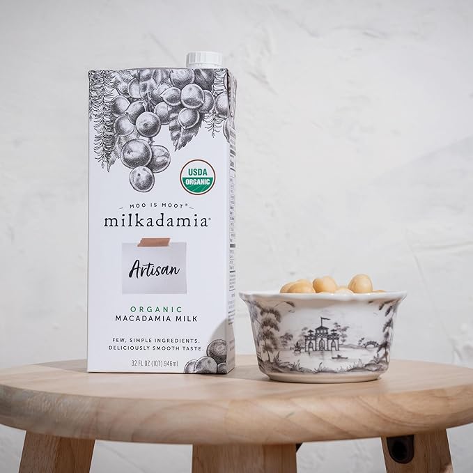 Milkadamia Macadamia Milk, Kosher, USDA Certified Organic, Gluten Free & Non-GMO, 32 Fluid Ounce (Pack of 6)