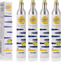 60L Thread Exchange Carbonator Canister, 14.5 Oz SodaMaker CO2 Gas Cylinder, Fully Charged Carbon Dioxide Cylinder for Soda Water Machine (4 cylinders)